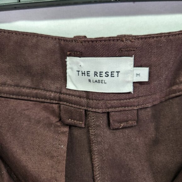 The Reset R Label Trouser Pant Size Medium Pleated Slouchy Cropped Brown Trouser - Picture 3 of 13